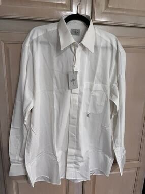 Vintage New Linea Uomo Shirt Button Down Dress White 16x41